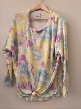 SO Pastel Tie-Dye Long Sleeve Top - Yellow, Pink, Blue
